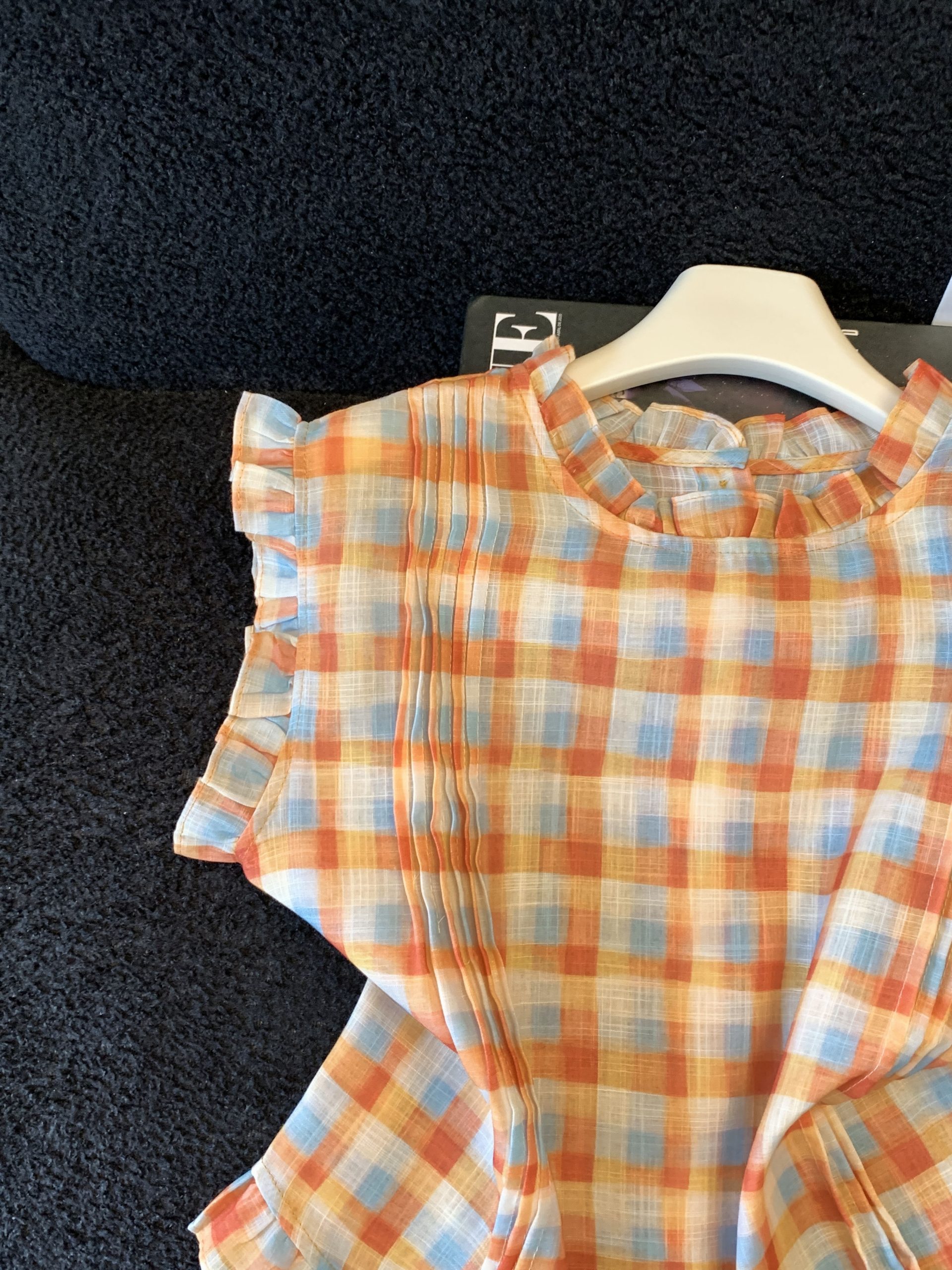 Korean Plaid Sleeveless Shirt Women 2026 Summer Ruffle Top - Image 4