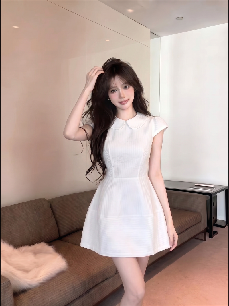 Sweet Princess Doll Collar Cinched Waist Dress for Women Summer Outing - Image 2