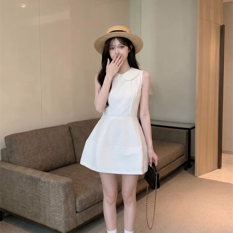 Sweet Princess Doll Collar Cinched Waist Dress for Women Summer Outing - Image 5