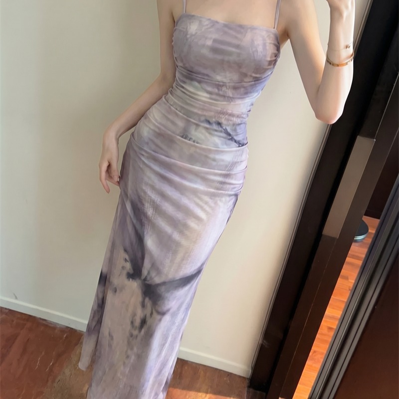 Women's Purple Tie-Dye Print Sleeveless Bodycon Dress Summer 2026 - Image 5