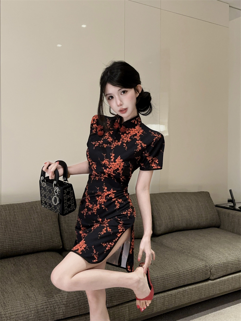 Sweet Chinese Style Qipao Dress with Apron