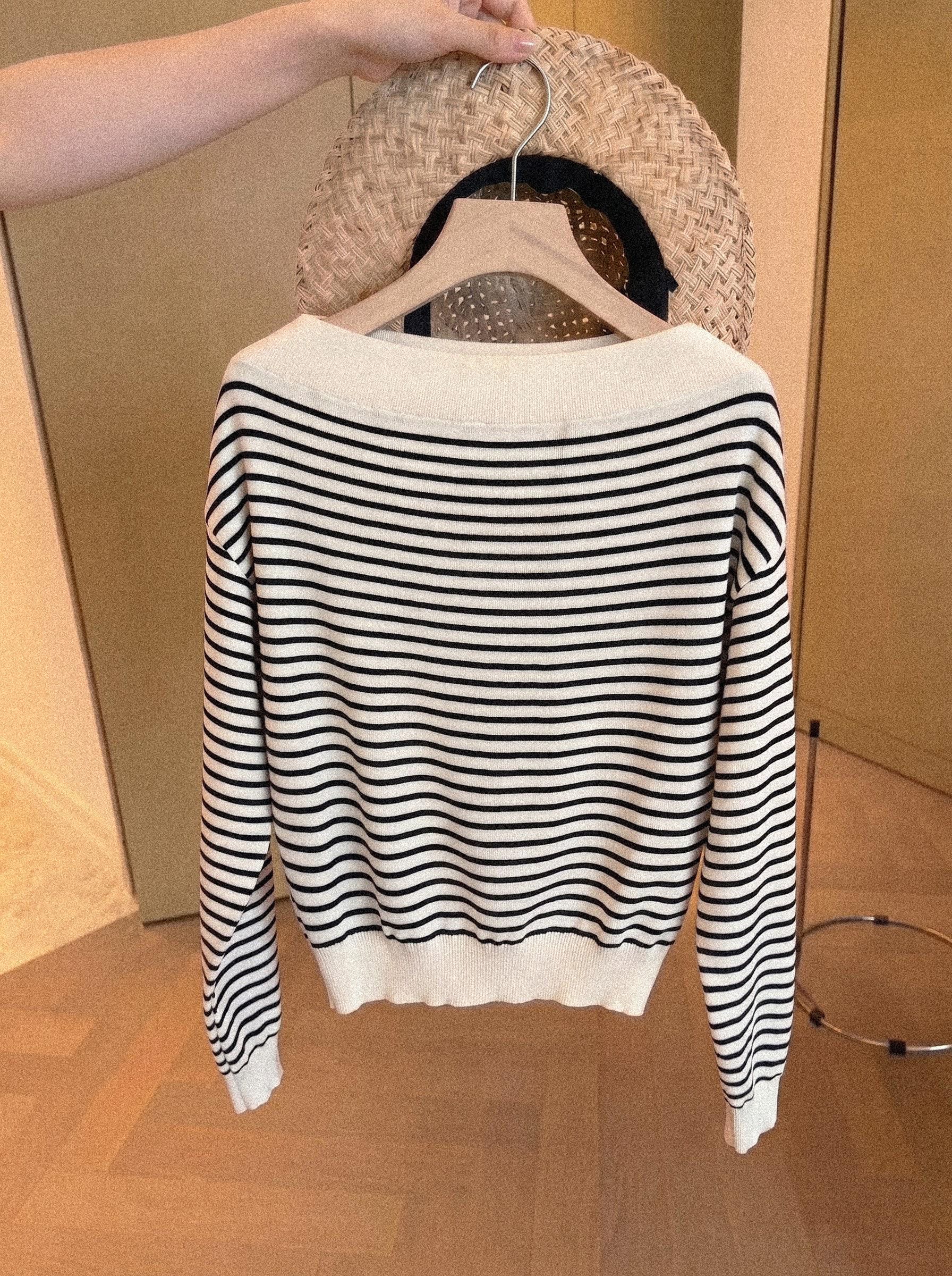 Early Autumn Chic Off-Shoulder Striped Knit Top for Women - Image 3
