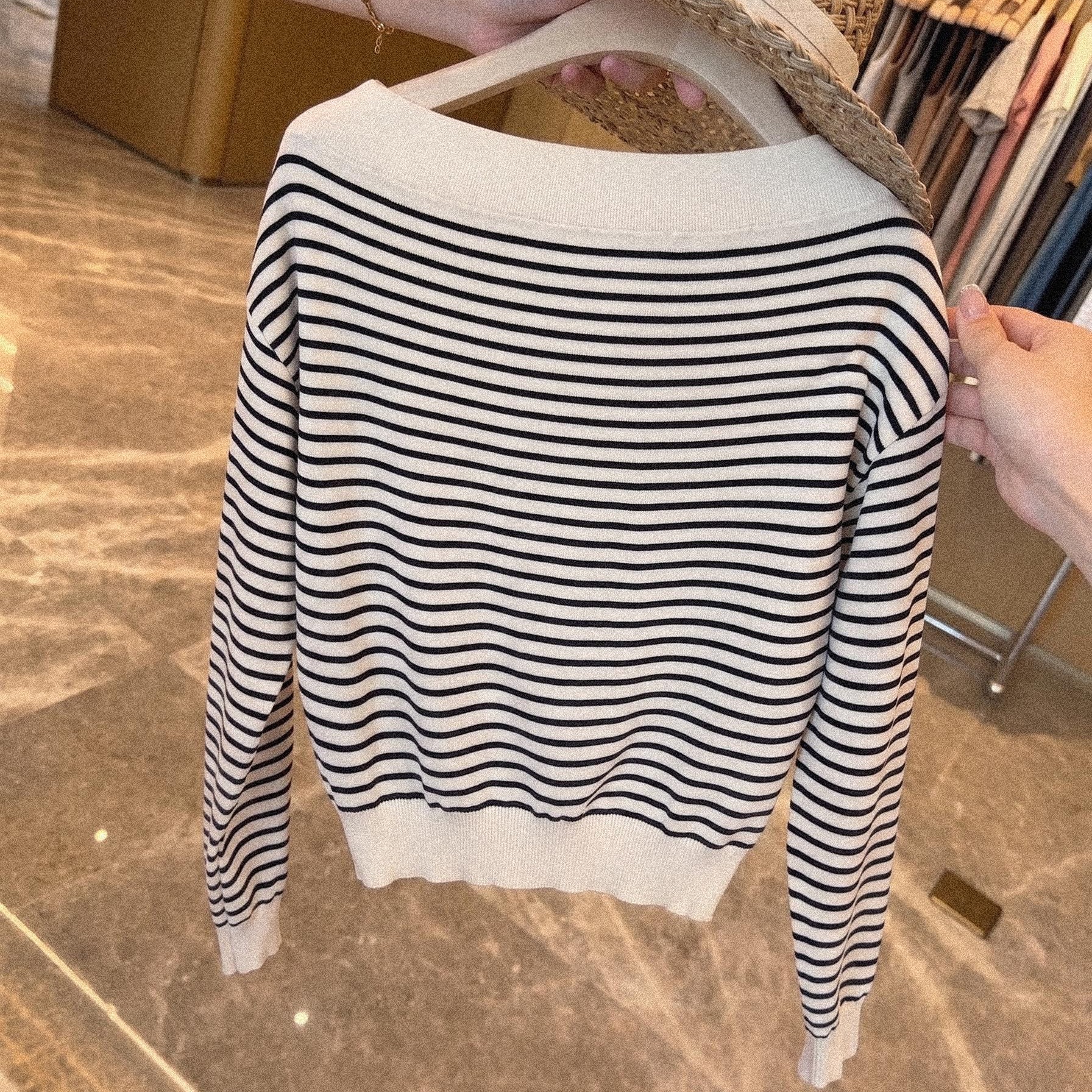 Early Autumn Chic Off-Shoulder Striped Knit Top for Women - Image 5