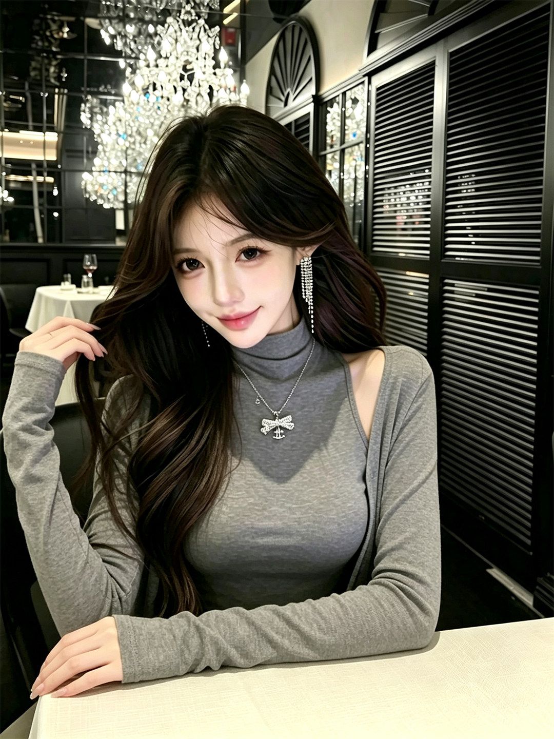 Women's Two-Piece Knit Set Half Turtleneck Vest and Long Sleeve Cardigan Top - Image 3