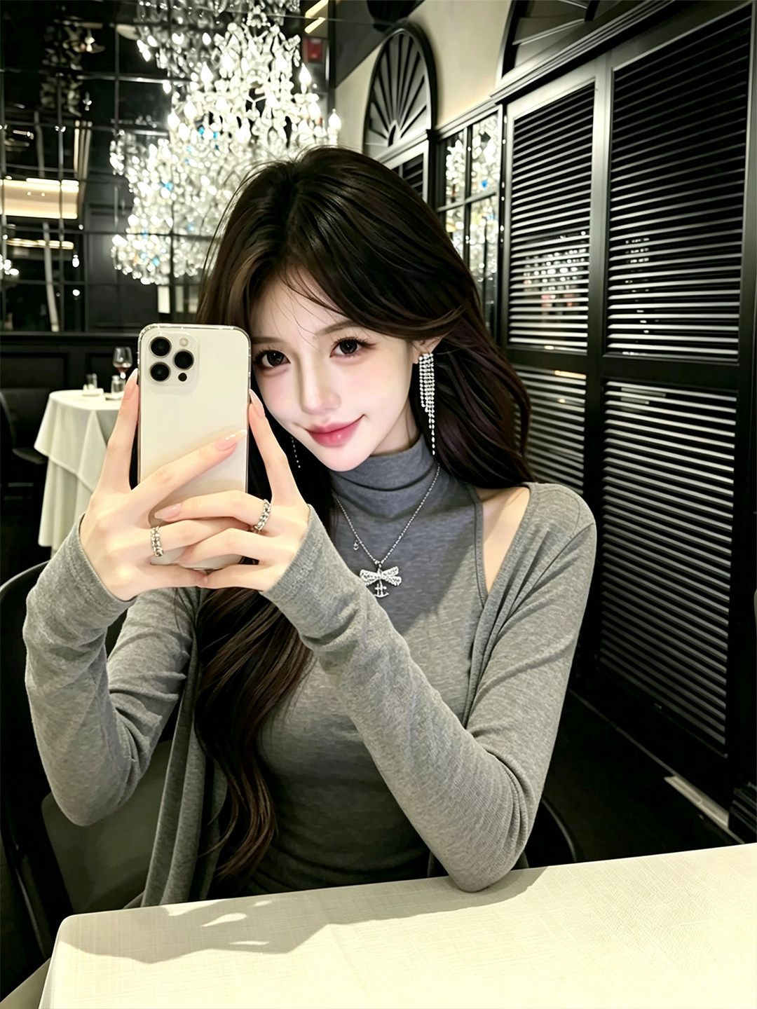 Women's Two-Piece Knit Set Half Turtleneck Vest and Long Sleeve Cardigan Top